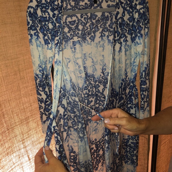 BCBG Blue Pattern Wrap Around Dress - Picture 3 of 3